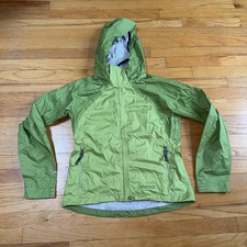 Marmot Jacket Womens M Green Hooded Waterproof Windbreaker Hiking Zip Pockets 