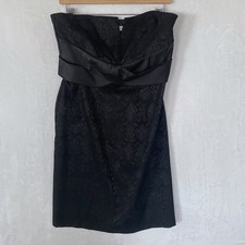 White House Black Market Black Strapless Brocade Midi Dress Size 10