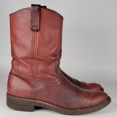 Vintage Eddie Bauer Mens 12 Brown Leather Pecos Western Roper Boots Sunrise Tag