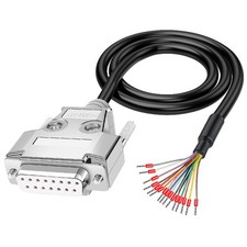 DB15 Solderless Breakout Connector 5ft 24AWG Cable RS232 Serial Female Board
