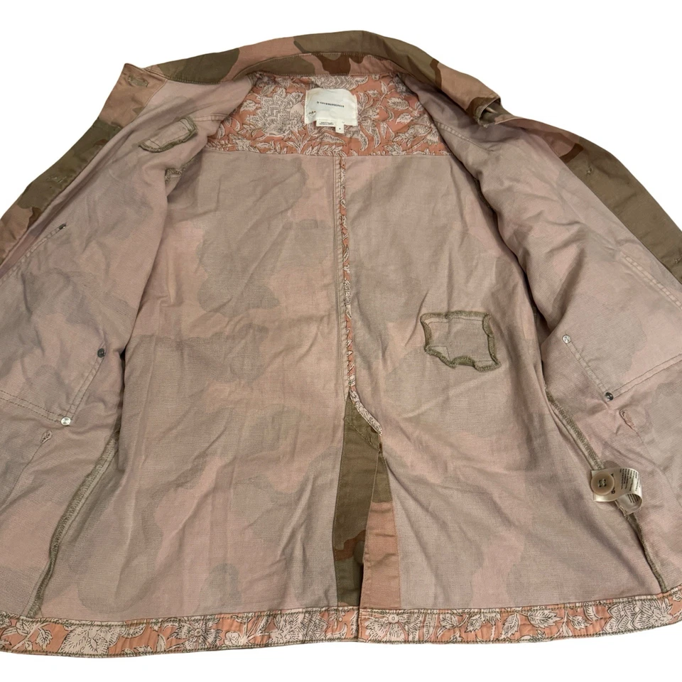 Jaqueta utilitária camuflada rosa por Anthropologie pequena deserto estilo militar outono boho - Imagem 4 de 4