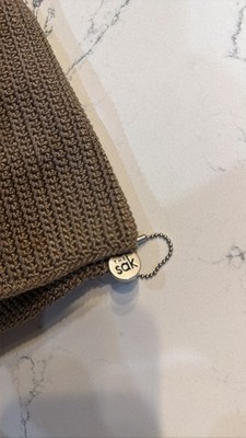 The Sak Crochet Shoulder Bag Brown Knit Hobo Purse Charm