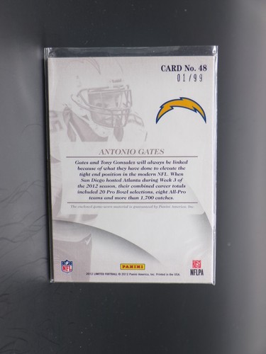 2012 Panini Limited #48 Antonio Gates Threads #/99 - NUMBER #1!! - Bild 2 von 2