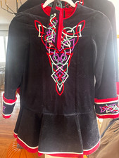 Custom Handmade Irish Dance Solo Dress Black Velvet Celtic Embroidery Headpiece