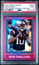 2024 Topps Chrome 1974 Drake Maye #74TF-3 Pink Refractor RC PSA 9 Patriots