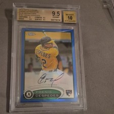 Topps 2012 Chrome Yoenis Cespedes #180 Rookie Auto Blue Refractor BGS 9.5 Athle…