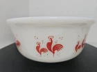 Vintage 1950s Hazel Atlas Red Rooster Milk Glass Mixing Bowl-8"Diameter x 4"Deep