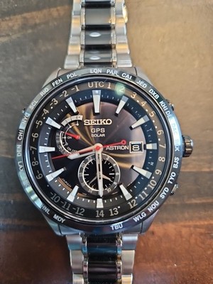 SEIKO ASTRON GPS Solar Titanium Ceramic Dual Time Wtch SSE109 8X53 New Capacitor