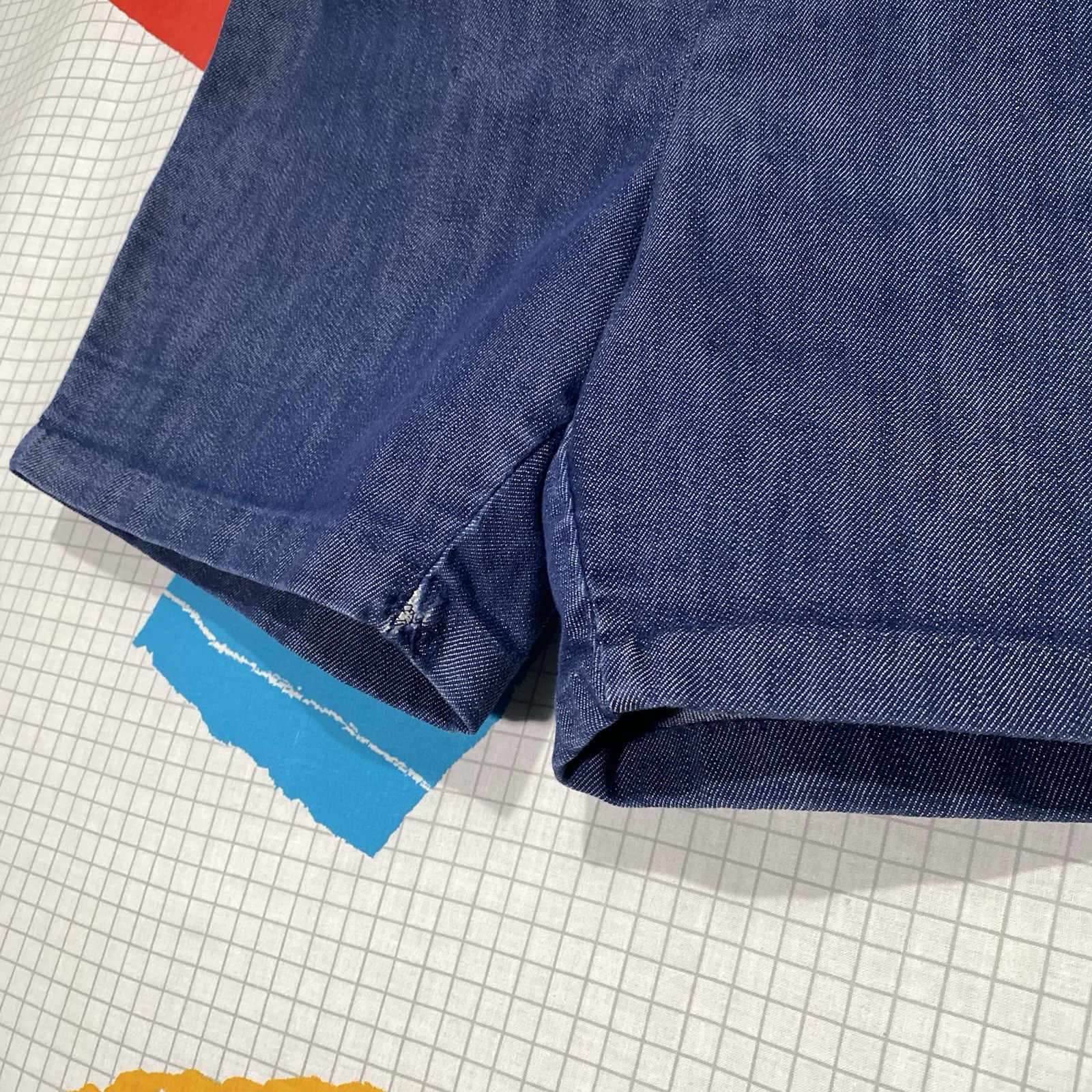 Vintage 50s Carol Brent Denim Shorts Side Zip 30 Large High Waist Pleated Indigo