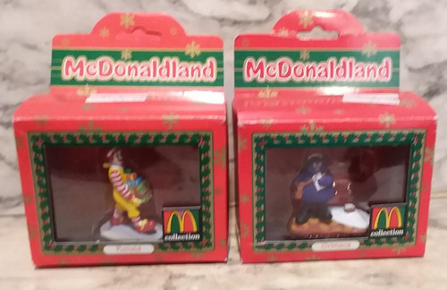 2 Vntg 1997 McDonald's McDonaldland Christmas Figurine Ornament RONALD & GRIMACE