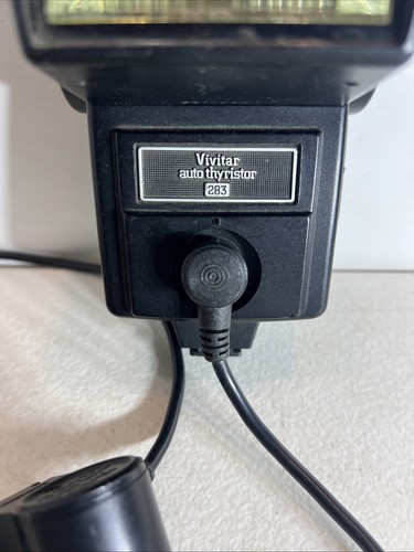 Vivitar 283 Auto Thyristor Shoe Mounted Flash & Sensor Adapter Cord Vtg Camera - Picture 12 of 15