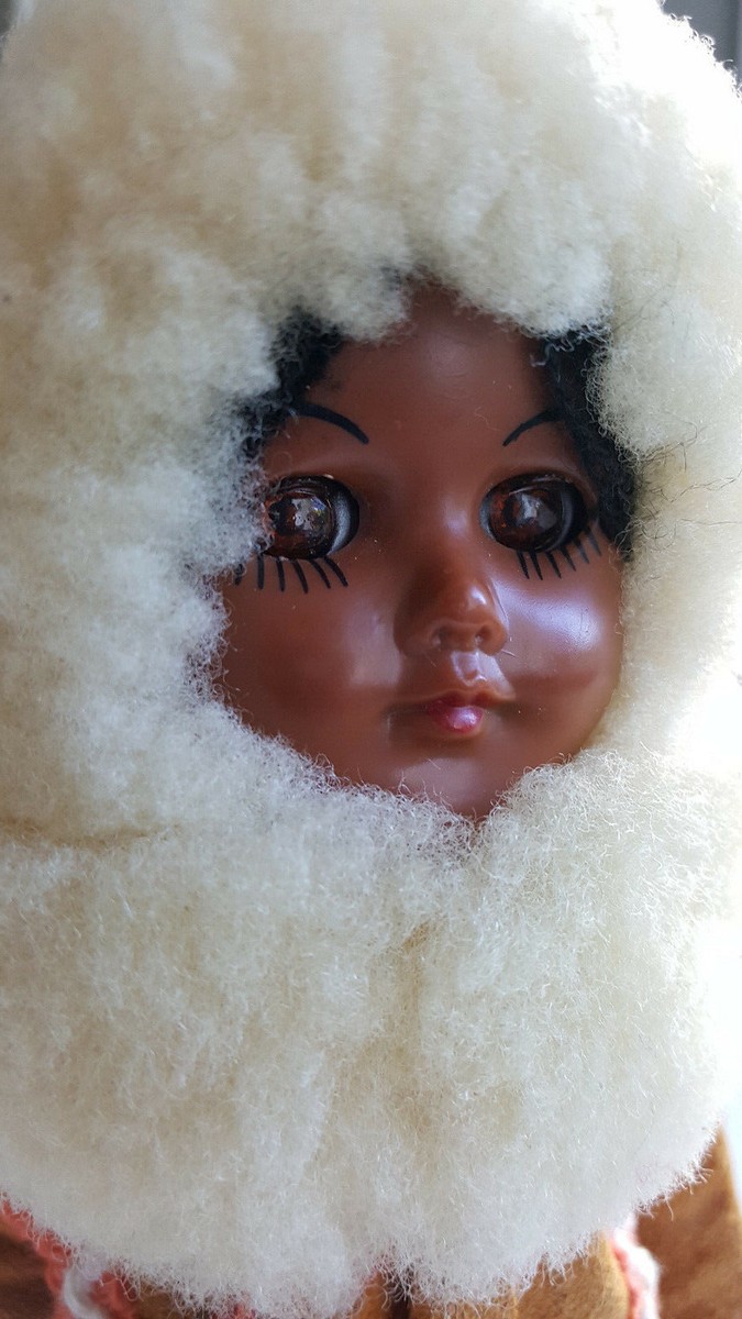 Vtg. Native American Inuit Eskimo Girl Doll ~ Hard Plastic Sleep