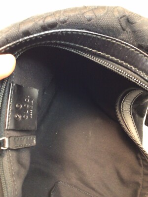 Vintage GUCCI Black Canvas GG Monogram Logo Hobo Shoulder