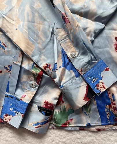 Zeroyaa Hipster Rockabilly Rock Western Punk Abstract Satin Like Shirt 2XL NWT - Picture 8 of 16