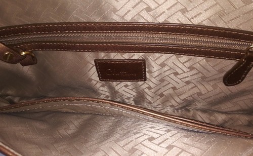 SOBRE COLE HAHN METÁLICO COBRE/ÓXIDO TEJIDO CUERO 👛 ETIQUETAS BOLSO DE MANO - Imagen 5 de 9