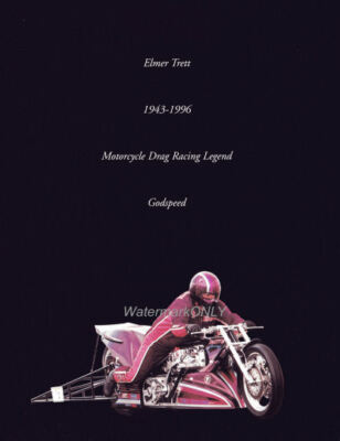 ''Elmer Trett'' 1943-1996 ''Motorcycle Drag Racing Legend'' Top Fuel Bike PHOTO! #1