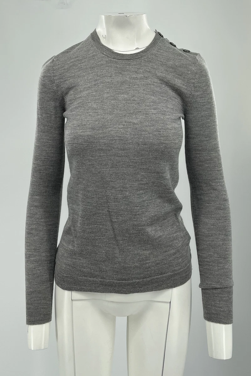 Burberry Brit Women s Gray Wool Long Sleeve Sweater w Button