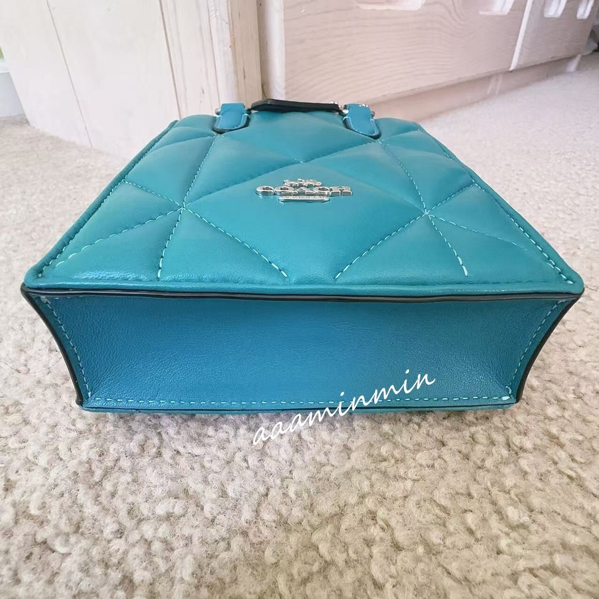 NWT Coach North South Mini Tote In Silver Metallic With