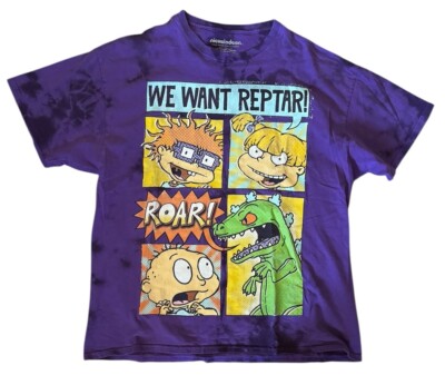 Nickelodeon Rugrats We Want Reptar Retro Tie Dye Purple T-Shirt Size XL Unisex
