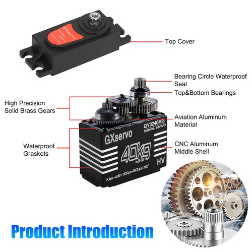 Waterproof 40KG Servo Metal Gear High Torque Steering Servo for 1/8 1/10 RC Car - Picture 11 of 15