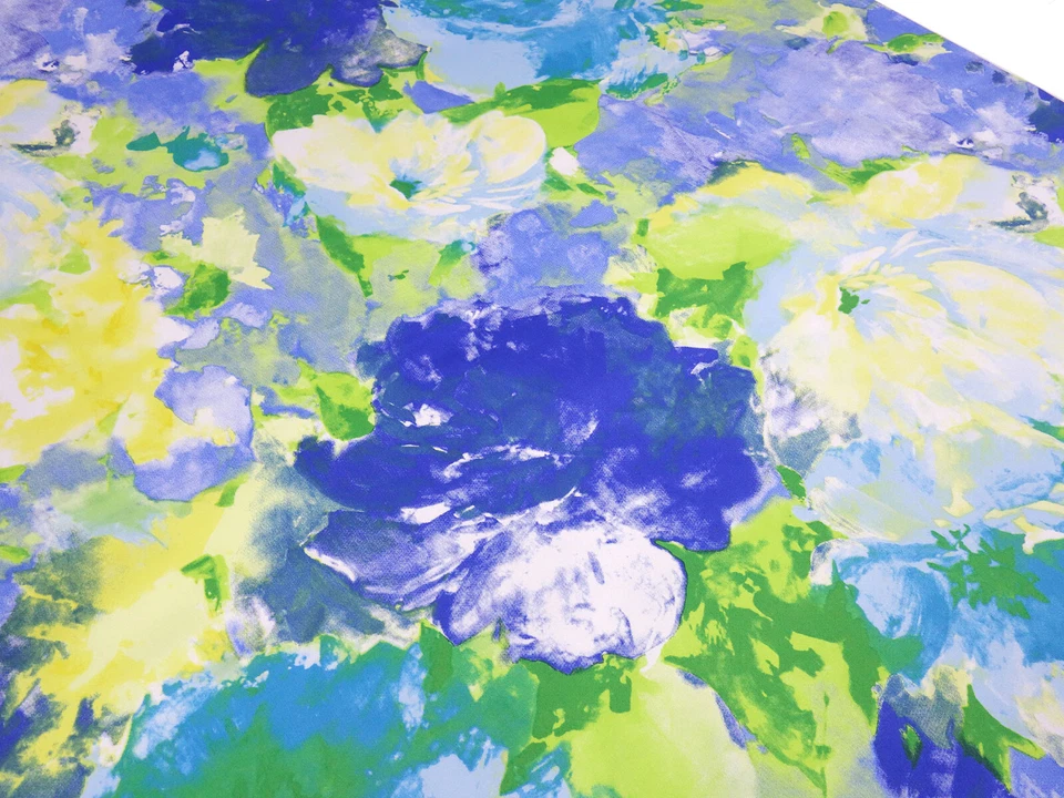 Stoff Baumwolle Stretch Abstrakt Blumen Design blau grün gelb Kleiderstoff Hosen - Bild 2 von 4