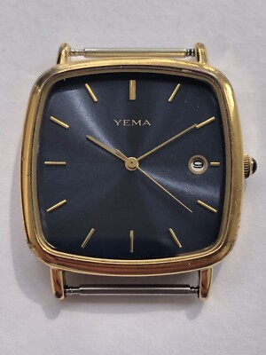 Montre Bracelet YEMA Carrée à Quartz - Boîtier Doré, Bracelet Acier Argenté Avec Dateur - Occasion