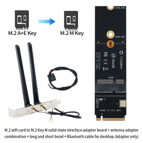 M.2 KEY M to KEY A+E Wifi Bluetooth Adapter Converter for M.2 Wifi Desktop Kit