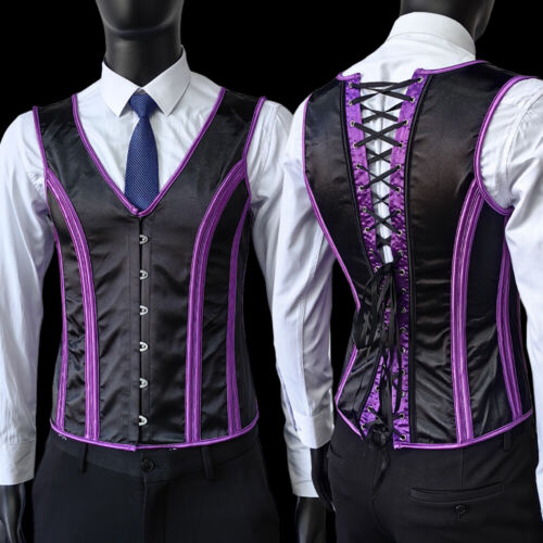 Corset Vest Tummy Control Waist Girdle Medieval Waistcoat Lace Up Boned Costume - Picture 23 of 25