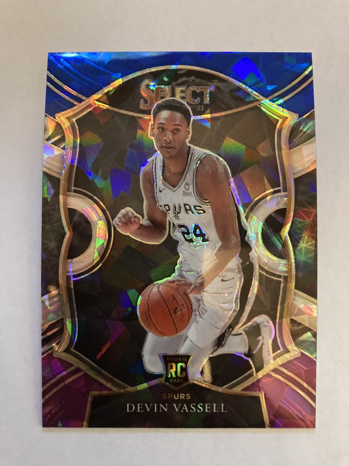 2020-21 Select Devin Vassell Courtside Blue White Purple Cracked Ice Prizm RC