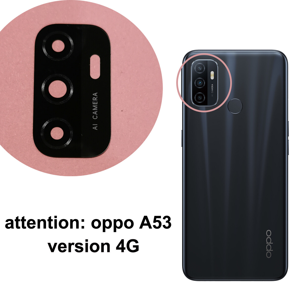 Lentille Verre Camera Arrière Pour Oppo A53 4G - Référence 05190404001, Neuf Sous Emballage