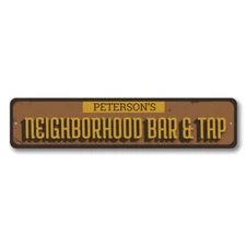 Neighborhood Bar & Tap Sign, Personalized Beer Sign, Custom Metal Decor Sign