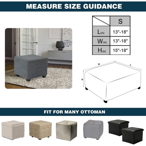 NeColorLife Small Ottoman Cover Square,Stretch Square Ottoman Covers Slipcove... - Picture 2 of 6
