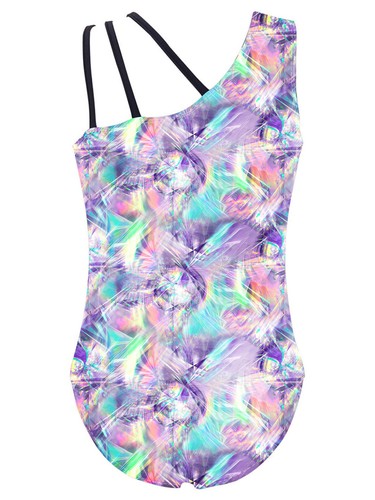 Kids Girls One-piece Jumpsuit Stretchy Bodysuit Print Leotard Mock Neck Yoga - Picture 76 of 78