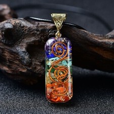 Natural Stone Orgonite Pendant 7 Chakra Healing Energy Reiki Resin Necklace