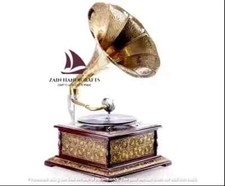 Gramophone ancien ZAIN HMV entièrement fonctionnel win-up tourne disque cadeau