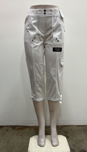 Dash solid cotton pull on elastic waist front and back pockets leg tie Capri - Picture 4 of 6