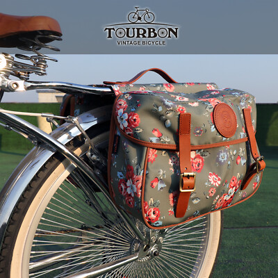 TOURBON Bicycle Double Panniers Waterproof Canvas Cycling
