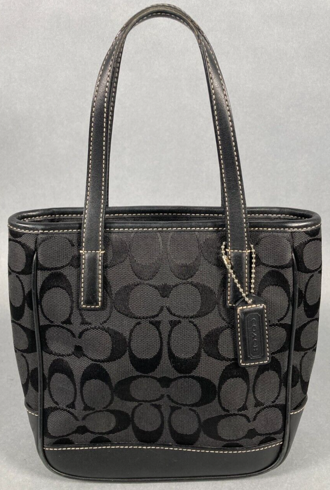 Coach Signature Mini Lunch Tote Black Monogrammed Canvas Bag 6087 -Vintage, Rare