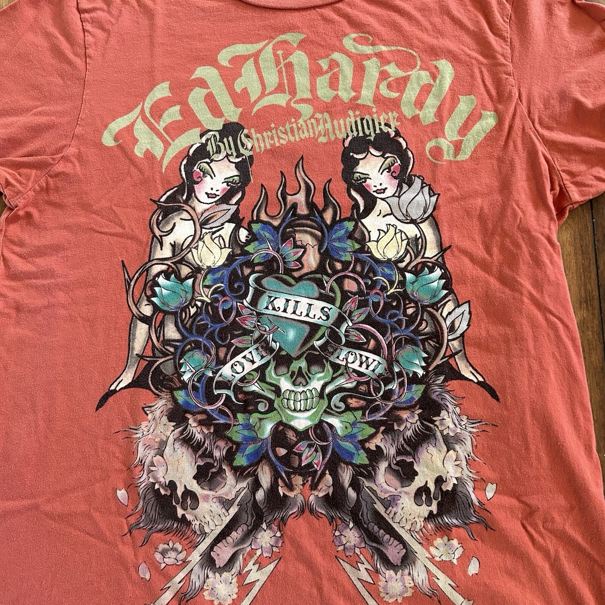 ED HARDY T-Shirt Mens Large Christian Audigier Love Kills