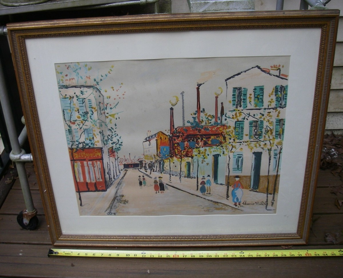Good Large MAURICE UTRILLO Lithograph Street Scene Print -Well