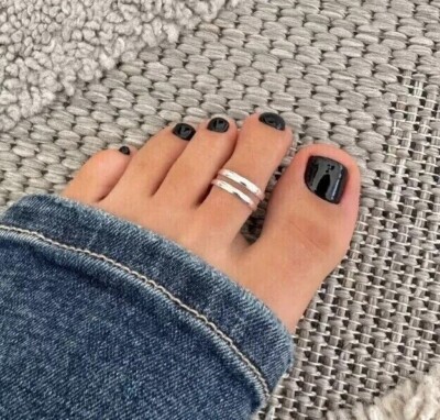 Women's Gift Solid Metal Adjustable Dainty Double Band Toe Ring 925 Silver