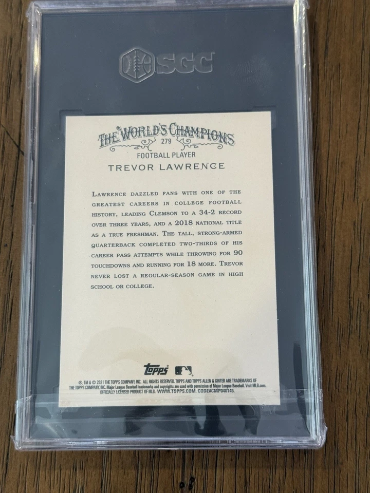 2021 Topps Allen & Ginter Trevor Lawrence #279 Silver Portrait (RC) SGC 10 Mint - Image 2 of 2