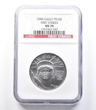 2006 $100 American Platinum Eagle 1 Oz Platinum First Strikes MS70 NGC *1426 3195.95 per troy oz