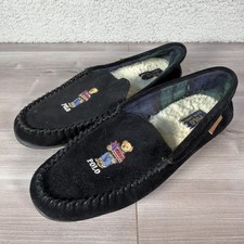 Polo Ralph Lauren Brenan Bear Moccasin Slippers Mens 10 Black Christmas Gift