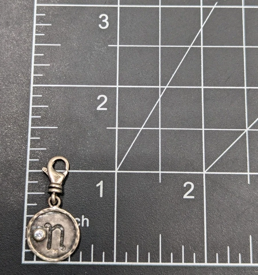 SILPADA Sterling Silver 925 Charm Initial Letter Lowercase "n" with CZ  - Image 4 of 4
