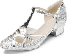 Minishion Women's T-Strap Dance Heels Glitter Salsa Ballroom Shoes Wedding Party