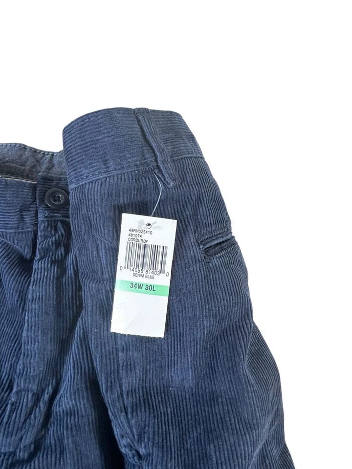 NUEVO Pantalones de Pana Izod Azul Denim Para Hombre Talla 34X30 Pierna Recta Frente Plano Nuevos con Etiquetas Foto 2 de 4