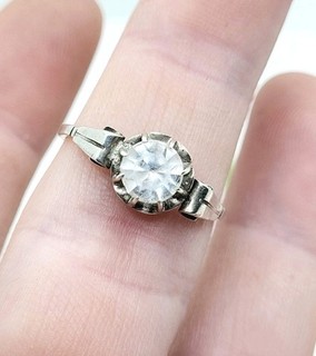 Bague Argent Art Deco Solitaire Griffe Silver Ring Poinçon Sanglier Style Tank