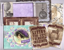 BoBunny CAPTURED 7PK HANDMADE EPHEMERA POCKET CARDS Double-Sided