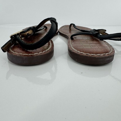 Sam Edelman Gigi Flat Black T-Strap Sandals Sz 8.5 Vacation Resort Summer Travel - Picture 5 of 8